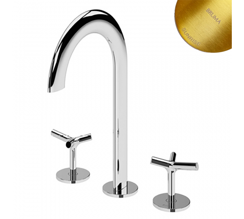 Смеситель для раковины на 3 отверстия, настольный Genesi 191 250 1SR золото матовое