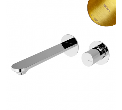 Смеситель для раковины на 2 отверстия, настенный. Adagio 193 010 0SR золото матовое