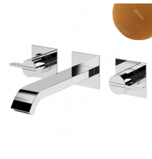 Смеситель для раковины на 3 отверстия, настенный со сливным клапаном push-open 1 1/4'' - Elo Breeze 168 241 1SS бронза матовая