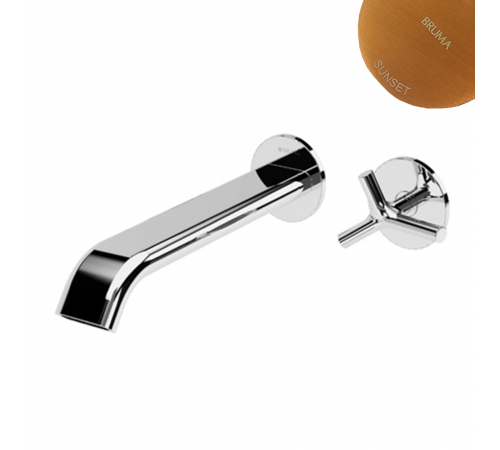 Смеситель для раковины, с прогрессивным картриджем на 2 отверстия, настенный Genesi 191 850 1SS бронза матовая