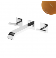 Смеситель для раковины на 3 отверстия, настенный со сливным клапаном push-open 1 1/4 '' - Quadra Royale 192 864 1SS бронза матовая