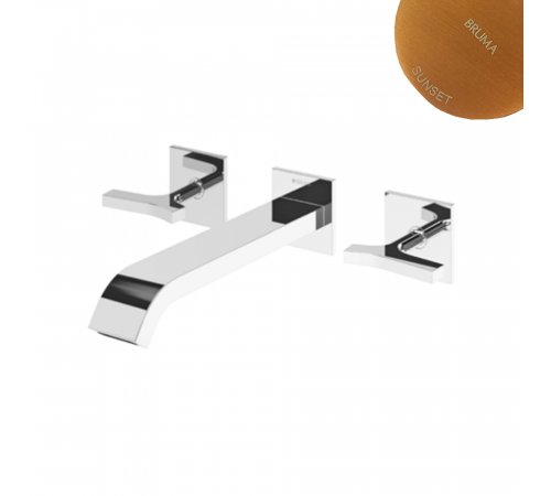 Смеситель для раковины на 3 отверстия, настенный со сливным клапаном push-open 1 1/4 '' - Quadra Royale 192 864 1SS бронза матовая