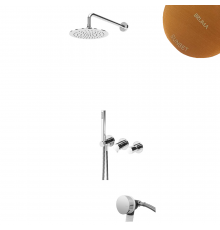 Душевой набор скрытого монтажа, с душевой лейкой из нержавеющей стали  250 мм, с потолочной крепью 100 мм тип ручки 2 Adagio 193 250 0SS бронза матовая