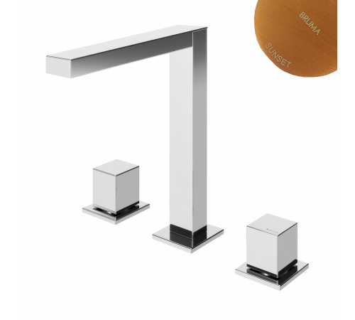 Смеситель для раковины на 3 отверстия, настольный со сливным клапаном push-open 1 1/4'' - Quadra Adamastor 301 254 2SS бронза матовая